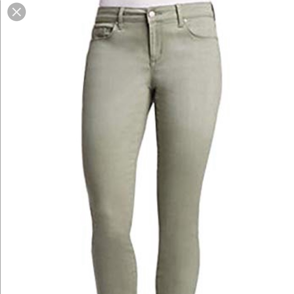 Skinny rolled crop jeans in meadow green